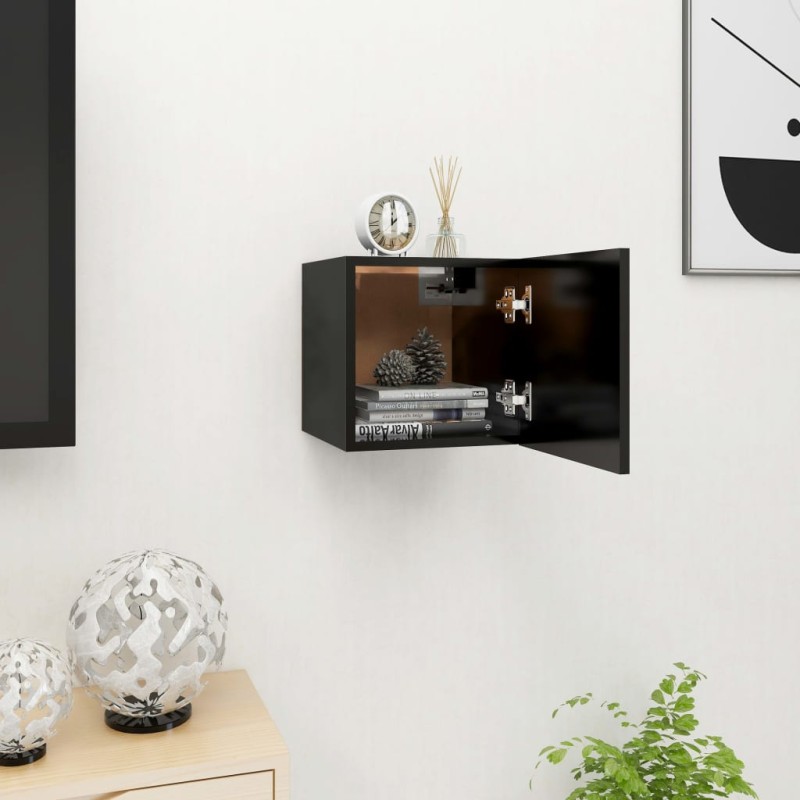 Móvel de TV de parede 30,5x30x30 cm preto-Móveis de TV-Home Retail