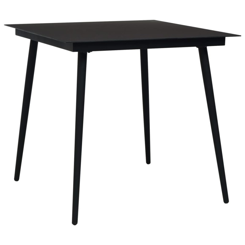 Mesa de jantar para jardim 80x80x74 cm aço e vidro preto-Mesas de jardim-Home Retail