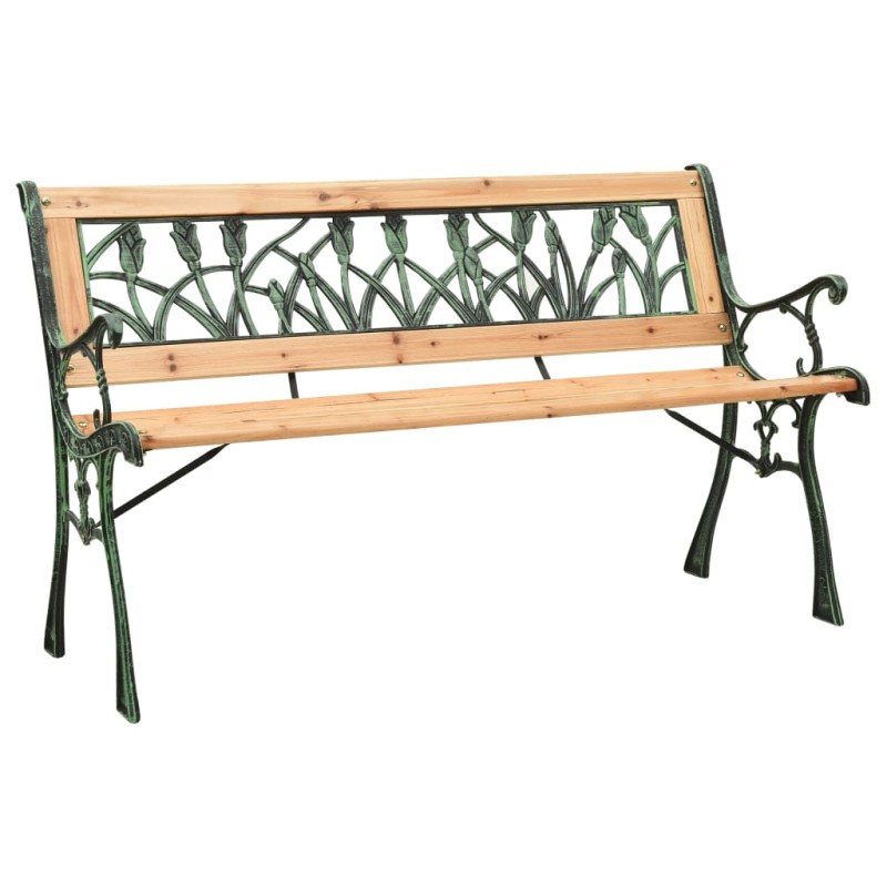 Banco de jardim 122 cm ferro fundido e madeira de abeto maciça-Bancos de jardim-Home Retail