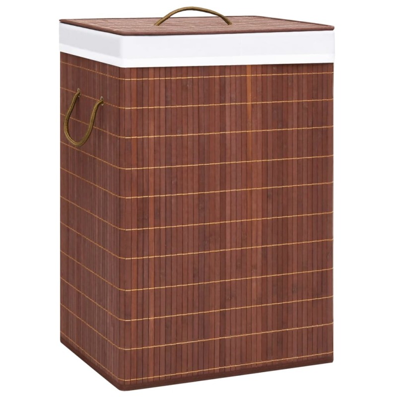 Cesto para roupa suja c/ 2 secções 72 L bambu castanho-Cestos para lavandaria-Home Retail