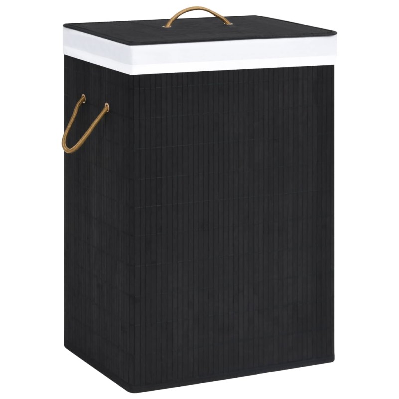 Cesto para roupa suja c/ 2 secções 72 L bambu preto-Cestos para lavandaria-Home Retail