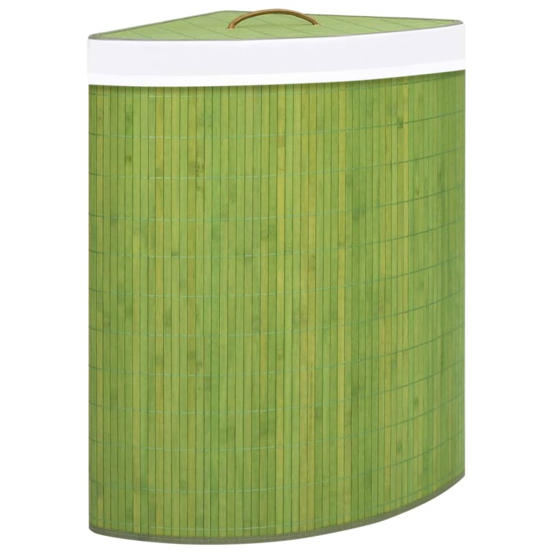 Cesto de canto para roupa suja 60 L bambu verde-Cestos para lavandaria-Home Retail