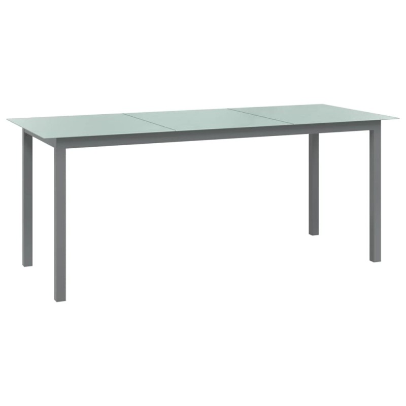 Mesa de jardim em alumínio e vidro 190x90x74 cm cinzento-claro-Mesas de jardim-Home Retail