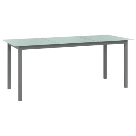 Mesa de jardim em alumínio e vidro 190x90x74 cm cinzento-claro