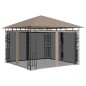 Gazebo c/ rede mosquiteira 3x3x2,73m 180 g/m² cinza-acastanhado