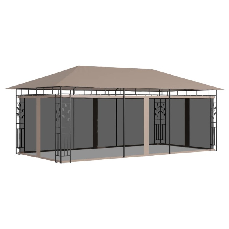 Gazebo c/ rede mosquiteira 6x3x2,73m 180 g/m² cinza-acastanhado-Toldos e gazebos-Home Retail