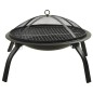 Braseira e barbecue 2-em-1 com atiçador 56x56x49 cm aço