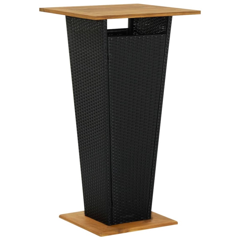 Mesa de bar 60x60x110 cm vime PE e acácia maciça preto-Mesas de jardim-Home Retail