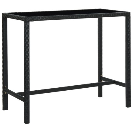 Mesa de bar para jardim 130x60x110 cm vidro e vime PE preto