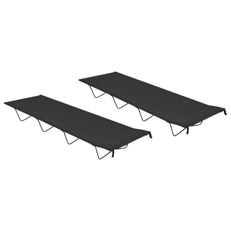 Camas de campismo 2 pcs 180x60x19 cm tecido oxford e aço preto-Camas de lona-Home Retail