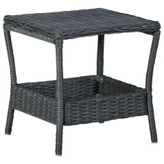 Mesa de jardim em vime PE 45x45x46,5 cm cinzento-escuro