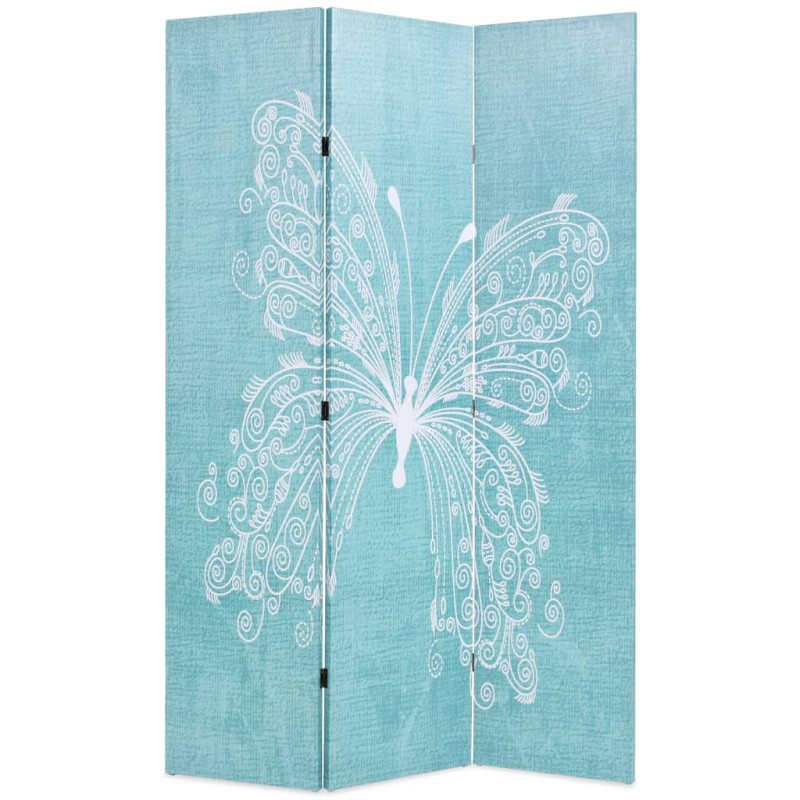 Biombo dobrável com estampa de borboleta azul 120x170 cm-Biombos-Home Retail