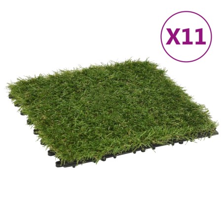 Ladrilhos de relva artificial 11 pcs 30x30 cm verde