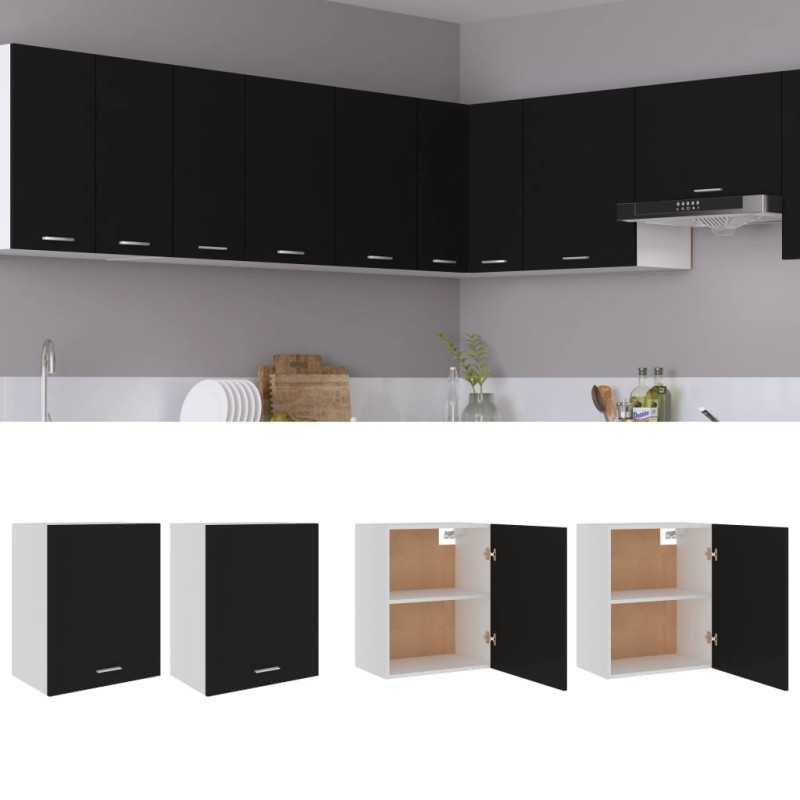 Armários de parede 2 pcs 50x31x60 cm derivados de madeira preto-Armários de cozinha-Home Retail