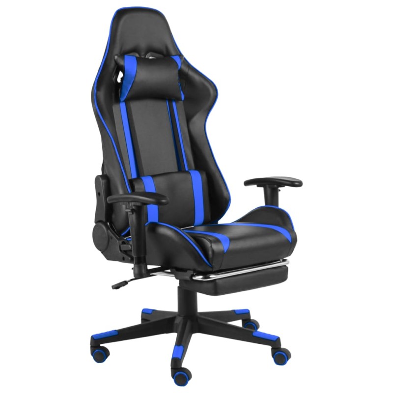 Cadeira de gaming giratória com apoio de pés PVC azul-Cadeiras de jogo-Home Retail