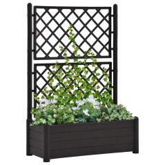 Vaso/floreira de jardim com treliça 100x43x142 cm PP antracite