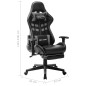 Cadeira gaming c/ apoio de pés couro artificial preto/cinzento