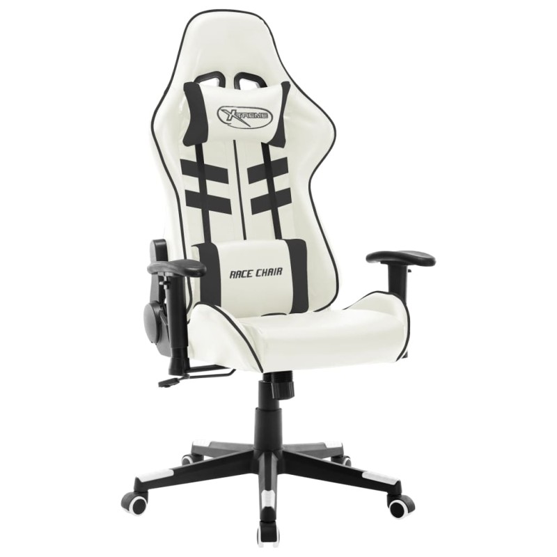 Cadeira de gaming couro artificial branco e preto-Cadeiras de jogo-Home Retail