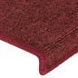 Tapete/carpete para degraus 15 pcs 65x21x4 cm vermelho fosco