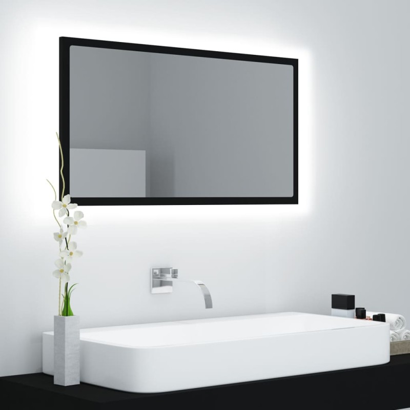 Espelho de casa de banho c/ LED 80x8,5x37 cm acrílico preto-Armários para casa de banho-Home Retail