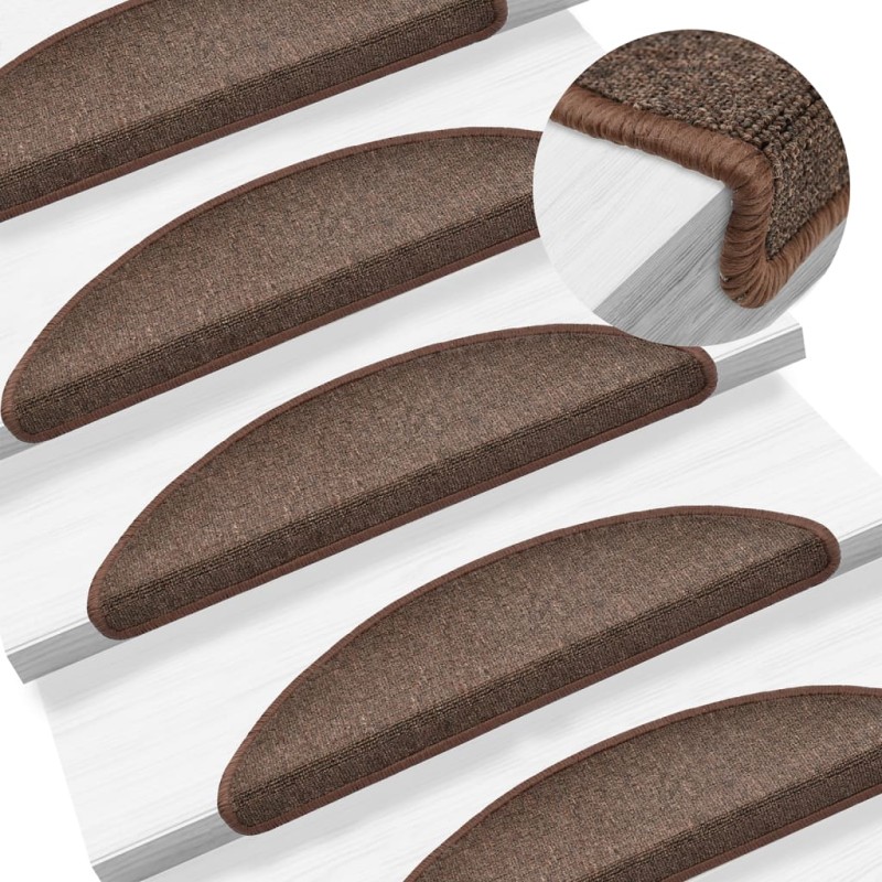 Tapetes de escadas 10 pcs 56x17x3 cm castanho café-Tapetes antiderrapantes para degraus-Home Retail