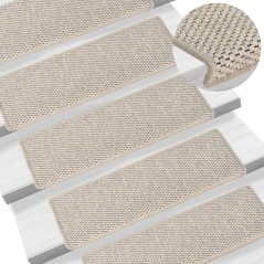 Tapetes escada adesivos aspeto sisal 15pcs 65x21x4 cm prateado