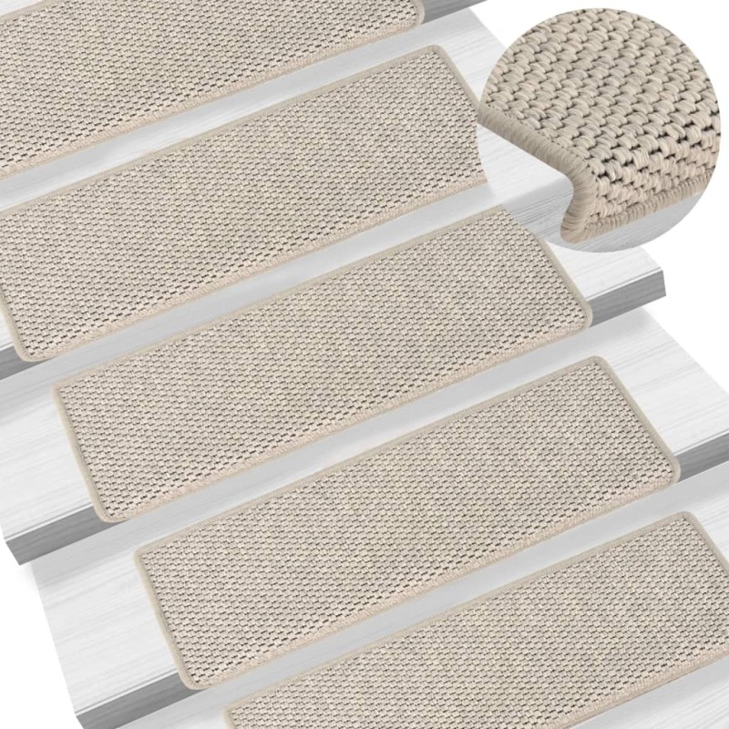 Tapetes escada adesivos aspeto sisal 15pcs 65x21x4 cm prateado-Tapetes antiderrapantes para degraus-Home Retail