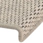 Tapetes escada adesivos aspeto sisal 15pcs 65x21x4 cm prateado