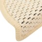 Tapetes escada adesivos aspeto sisal 15 pcs 56x17x3cm cor creme