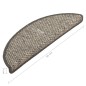 Tapetes escada adesivos aspeto sisal 15 pcs 56x17x3 cm prateado