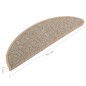 Tapete/carpete para degraus 15 pcs 56x17x3 cm castanho