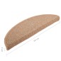 Tapete/carpete para degraus 15 pcs 56x17x3 cm castanho-claro