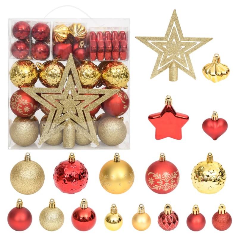 70 pcs conjunto de enfeites de Natal dourado e vermelho-Enfeites do Feriados-Home Retail