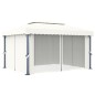 Gazebo com cortinas e cordões de luzes LED 4x3 m branco nata