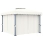 Gazebo com cortinas e cordões de luzes LED 3x3 m branco nata