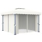 Gazebo com cortinas e cordões de luzes LED 3x3 m branco nata