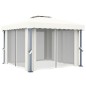 Gazebo com cortinas e cordões de luzes LED 3x3 m branco nata