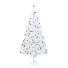 Árvore Natal artificial pré-iluminada c/ bolas branco