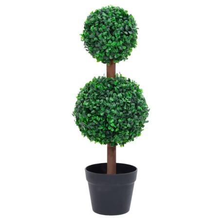 Planta artificial buxo em forma de esfera com vaso 60 cm verde