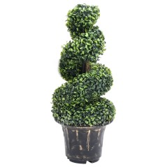 Planta artificial buxo em espiral com vaso 89 cm verde