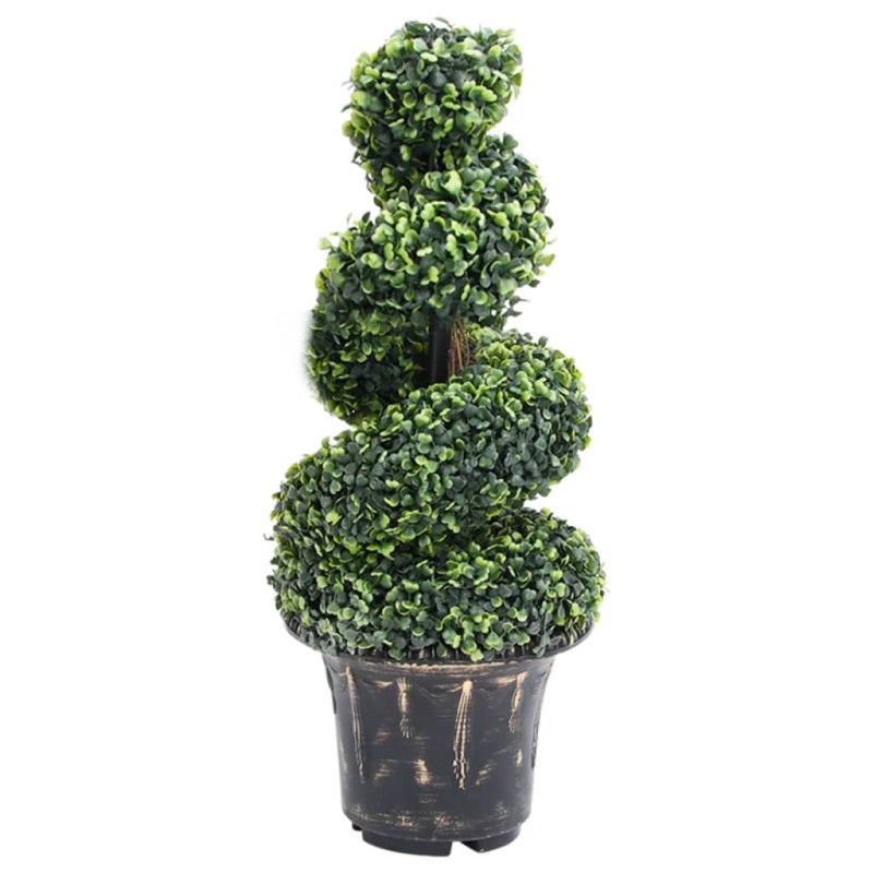 Planta artificial buxo em espiral com vaso 89 cm verde-Flores sintéticas-Home Retail