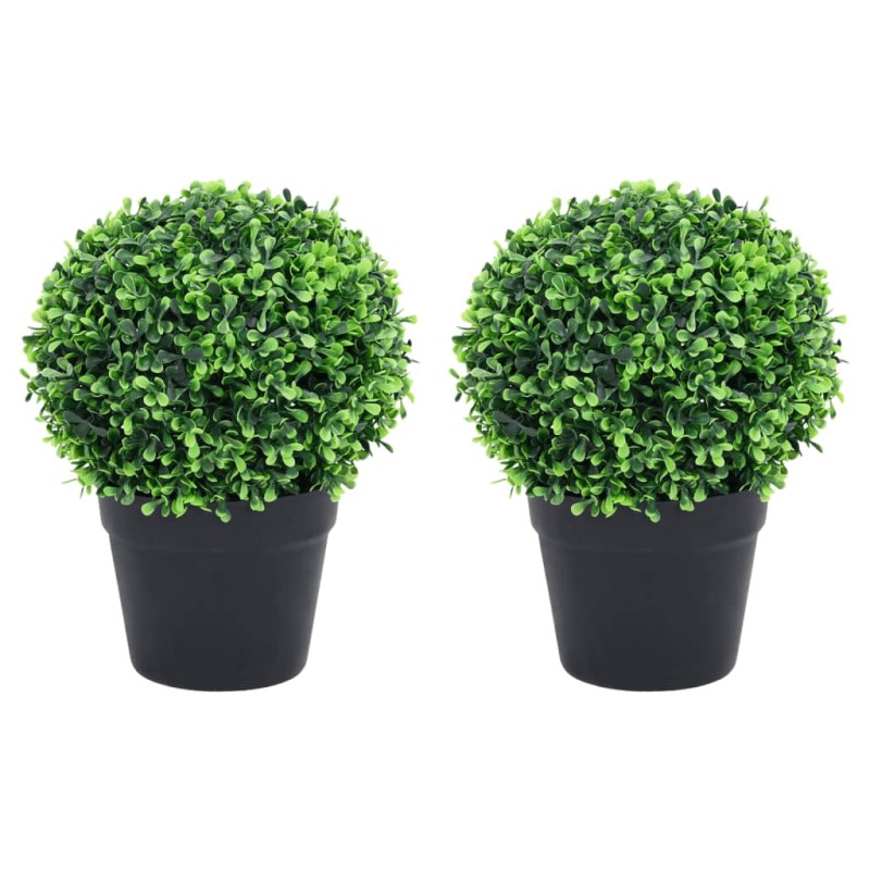 Plantas bolas de buxo artificiais c/ vasos 2 pcs 32 cm verde-Flores sintéticas-Home Retail