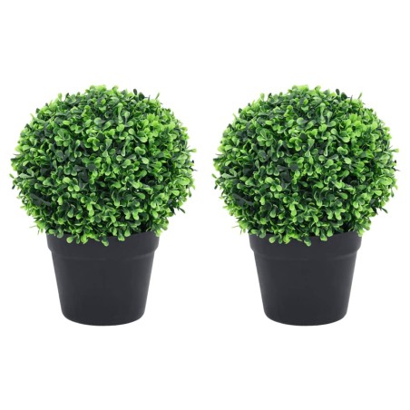 Plantas bolas de buxo artificiais c/ vasos 2 pcs 32 cm verde