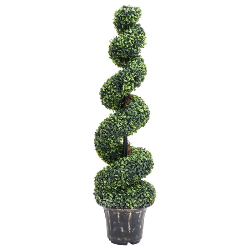 Planta artificial buxo em espiral com vaso 117 cm verde-Flores sintéticas-Home Retail