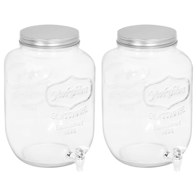 Dispensadores de bebidas 2 pcs 8050 ml vidro-Dispensadores de bebidas-Home Retail