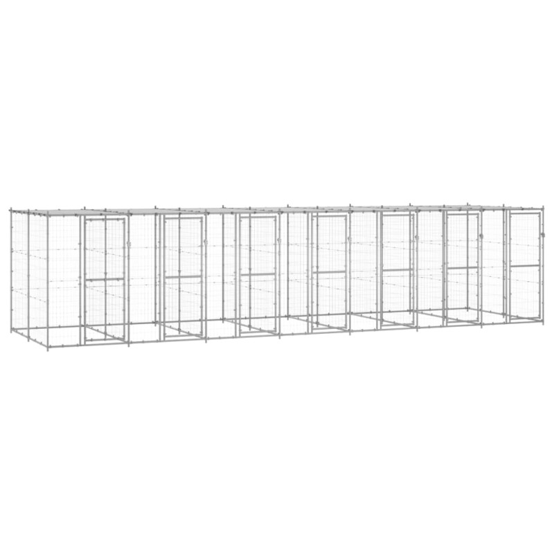 Canil de exterior com telhado 16,94 m² aço galvanizado-Canis-Home Retail