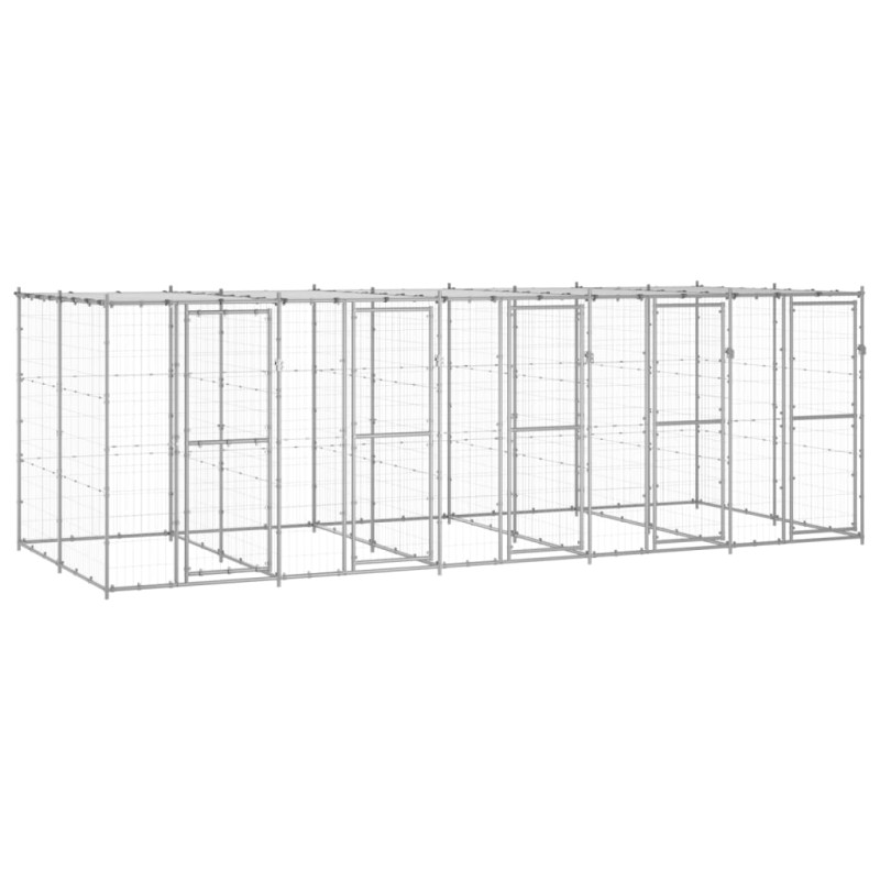 Canil de exterior com telhado 12,1 m² aço galvanizado-Canis-Home Retail