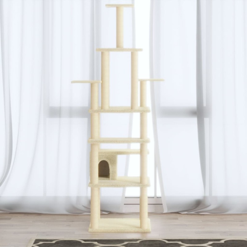 Árvore para gatos c/ postes arranhadores sisal 183 cm cor creme-Móveis para gatos-Home Retail