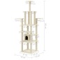 Árvore para gatos c/ postes arranhadores sisal 183 cm cor creme