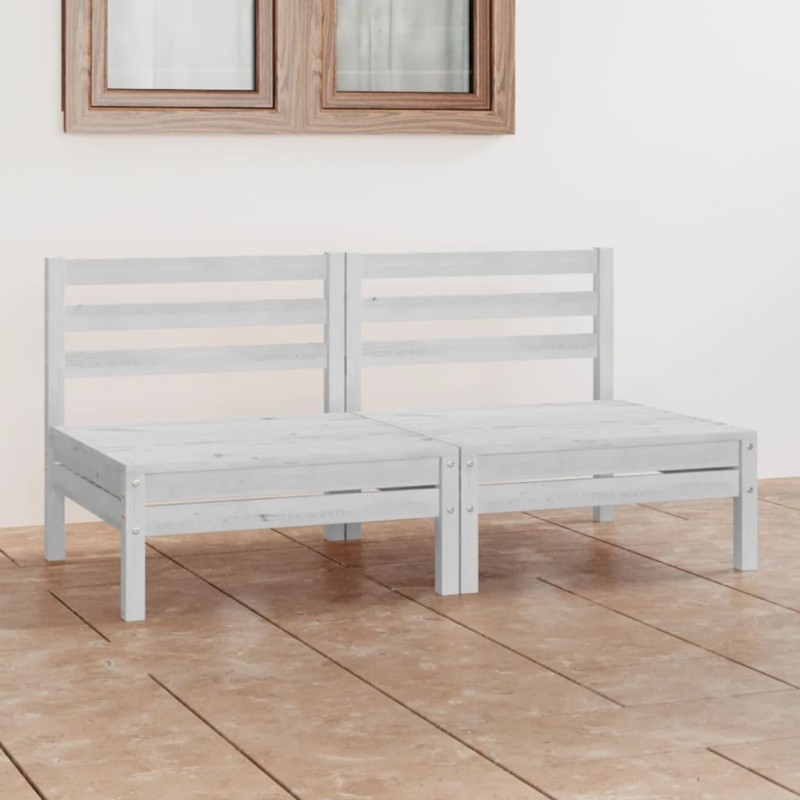 Sofá de 2 lugares para jardim pinho maciço branco-Sofás para exterior-Home Retail